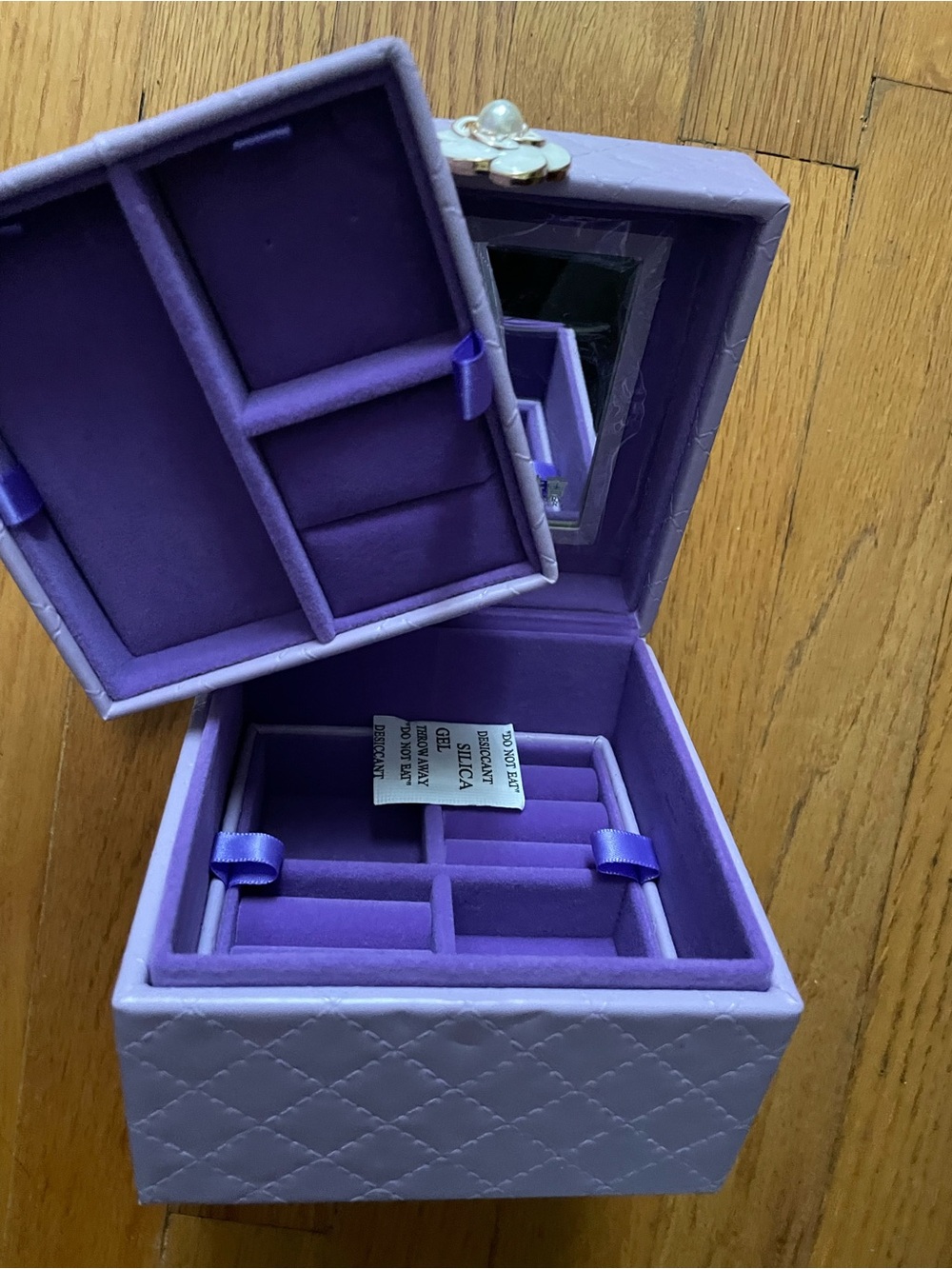 Purple Jewelry Organizer Box with Mirror - Unbranded Velvet Finish